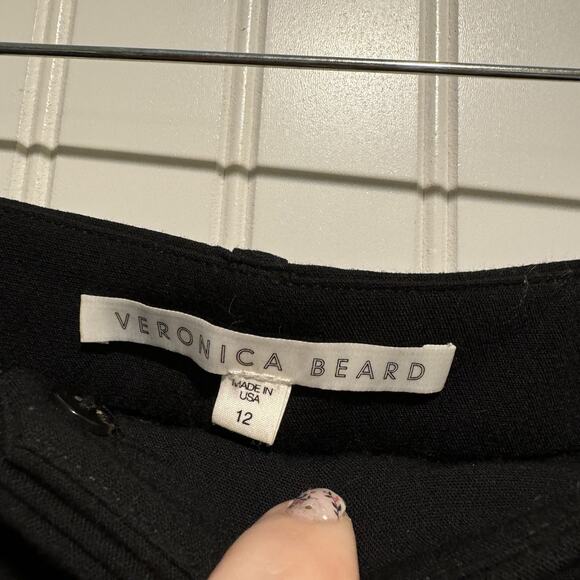 Veronica Beard Kean Slim Leg Pants Black Front Seams Size 12 - Picture 4 of 6